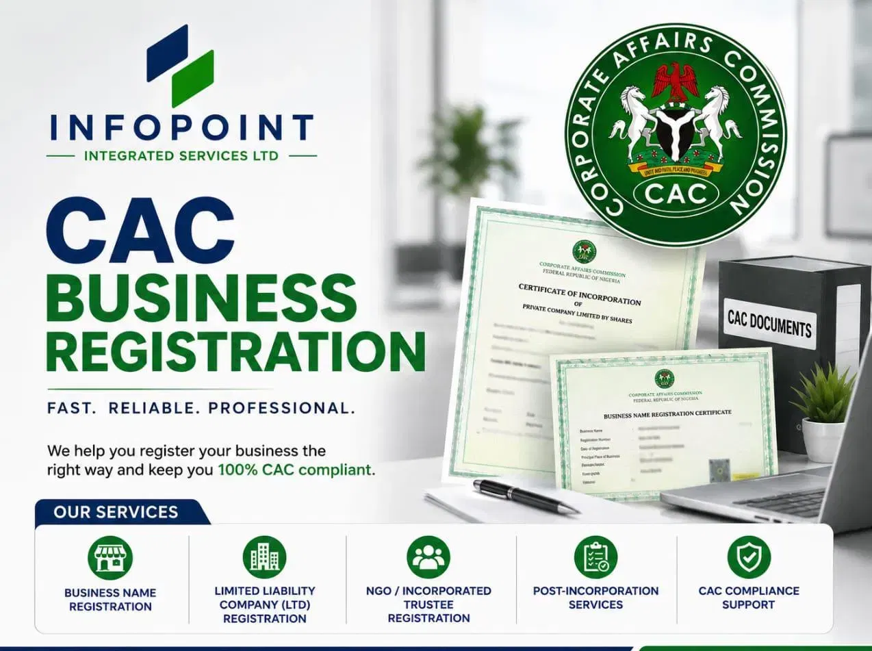 CAC business registration services offered by Infopoint Integrated Services Ltd